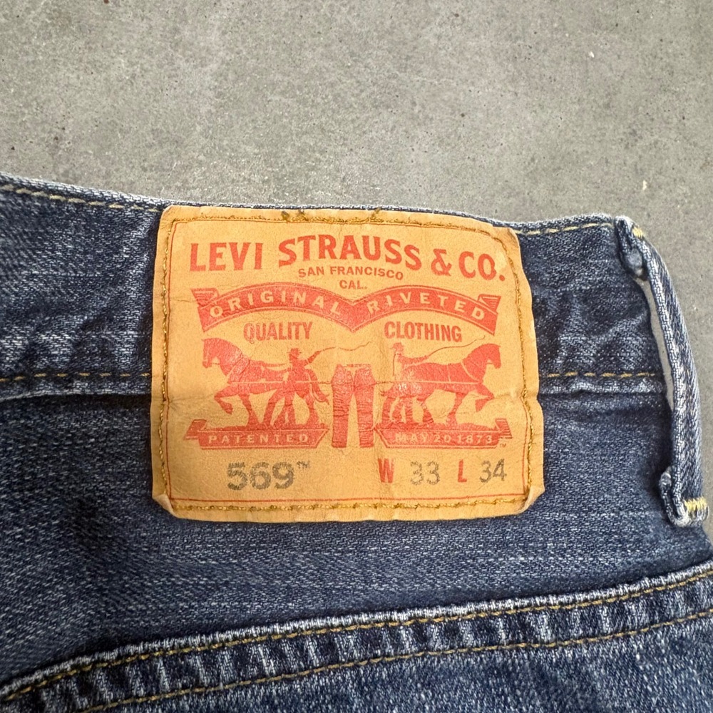 Levis 569 Loose Dark Straight Leg Jeans Mens 33x34 Blue Baggy Skate Denim Pants - Picture 6 of 6